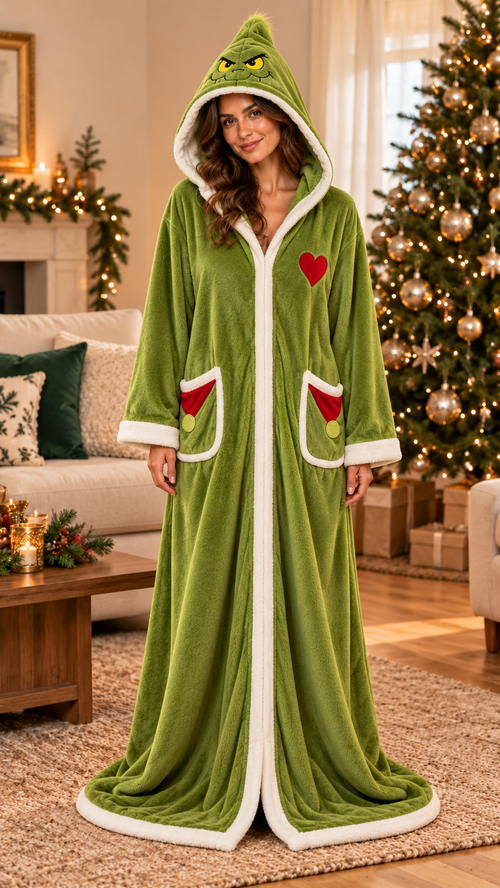 Bata calefactable Navidad — verde-travieso