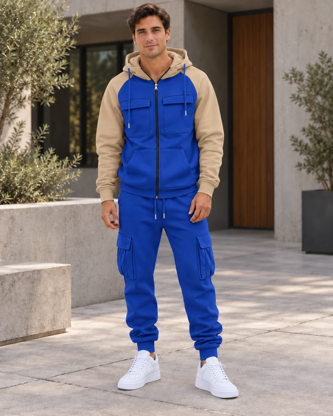 Conjunto Cargo Atlas · Azul / Beige