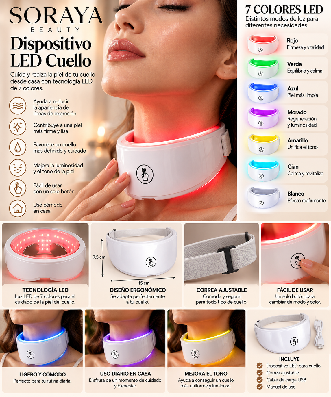 Dispositivo LED cuello - detalles