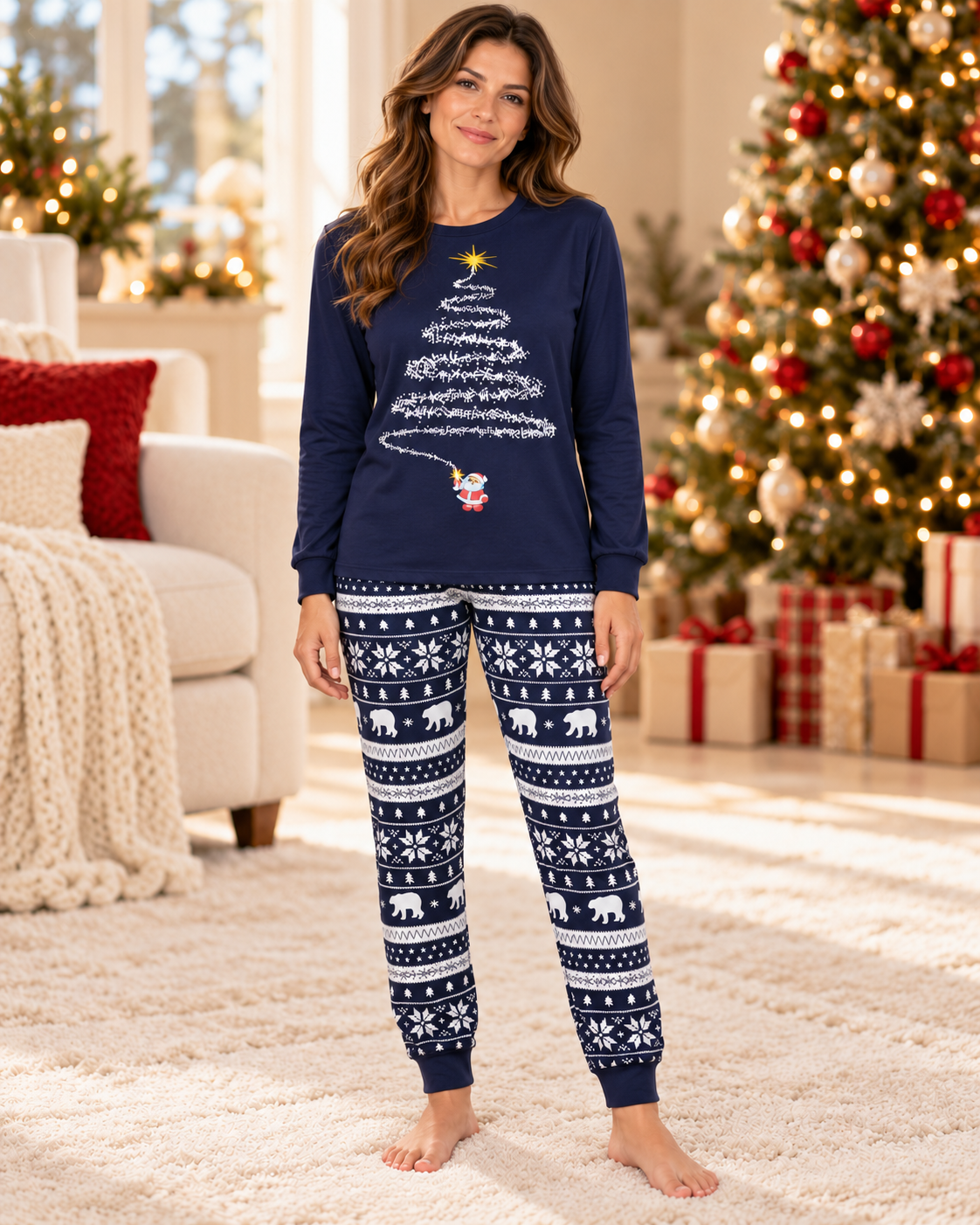 Pijama navideño mujer · Azul marino