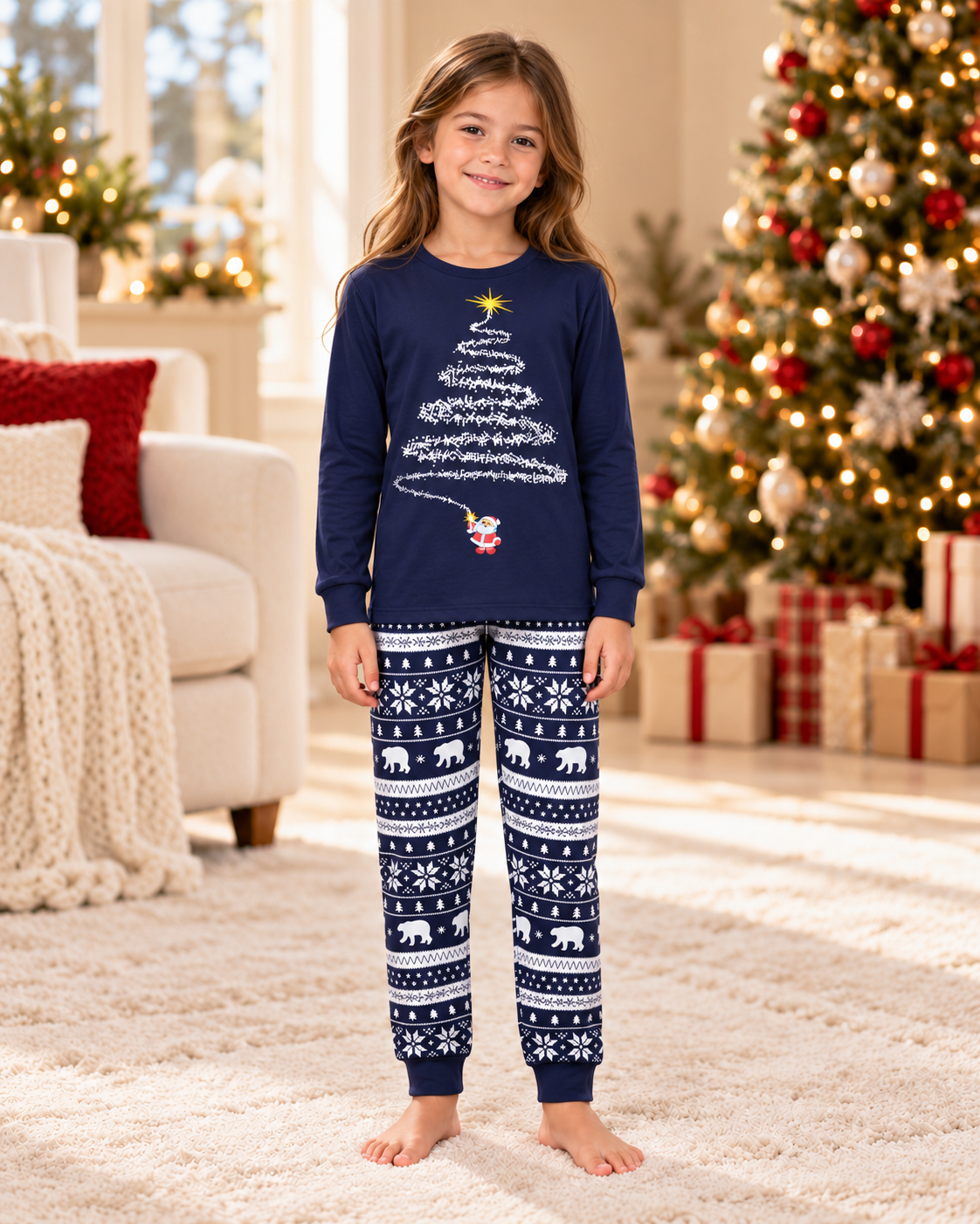 Pijama navideño niña · Azul marino