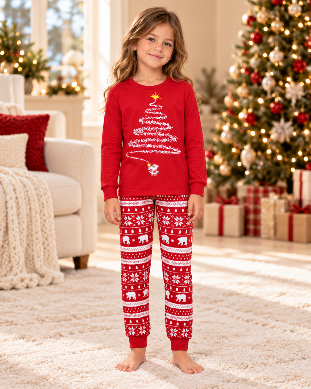 Pijama navideño niña · Rojo