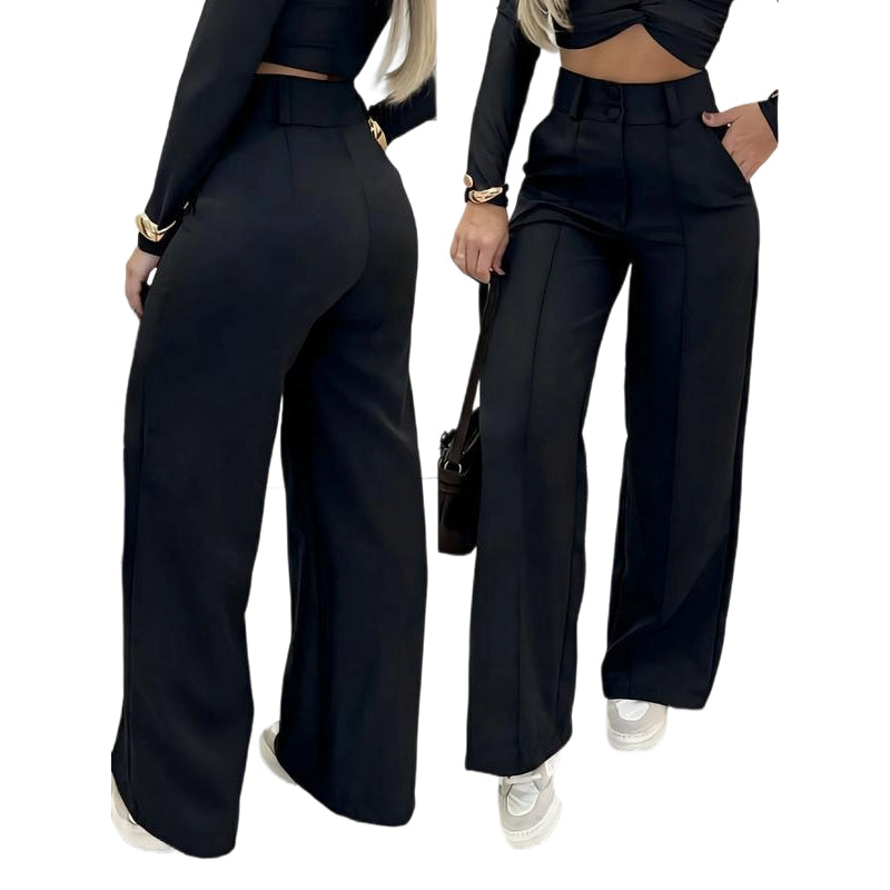 Pantalón Relax Beige Pierna Ancha Mujer