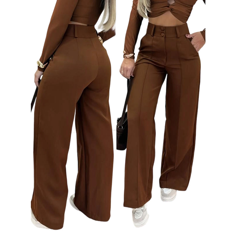 Pantalón Relax Beige Pierna Ancha Mujer