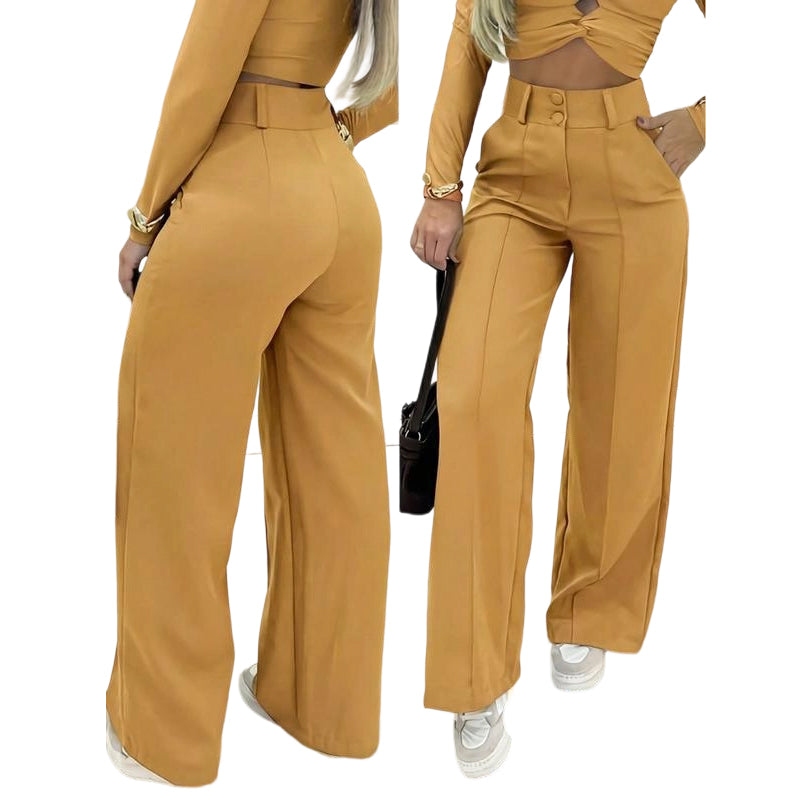 Pantalón Relax Beige Pierna Ancha Mujer