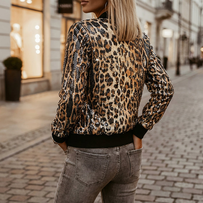 Chaqueta Glam Leopardo Lentejuelas Mujer