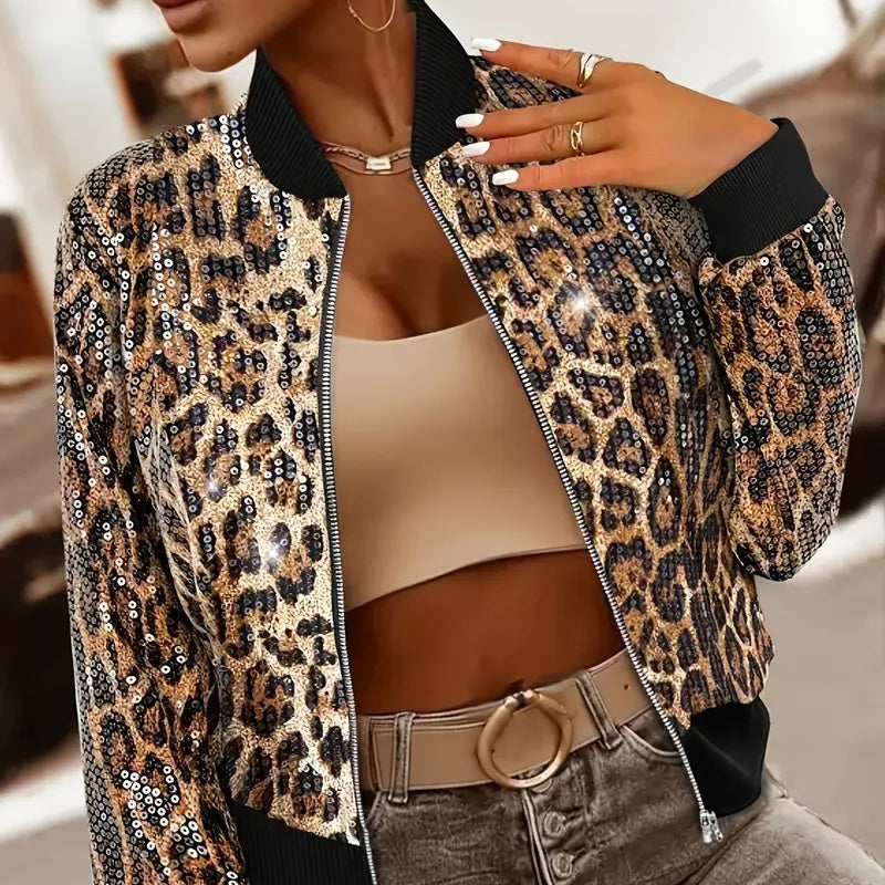 Chaqueta Glam Leopardo Lentejuelas Mujer